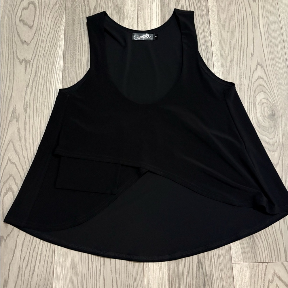 Sympli Black Asymmetrical Tank Top Size 4